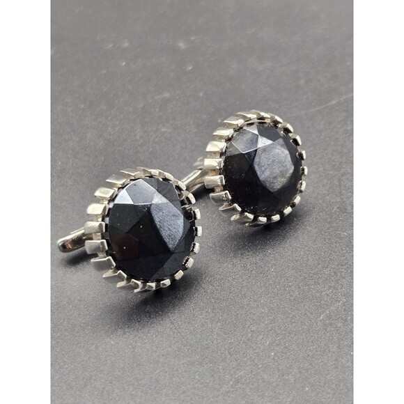 Hickok Other - Vintage Hickok Men's Cufflinks Black Faceted Stone  Silver Tone
